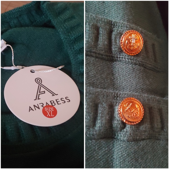NWT Anrabess Green Long Sleeve Crew Cocktail Bodycon Sweater Mini Dress XL - Picture 8 of 11